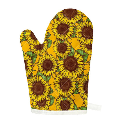 Classic Vintage Sunflower Pattern Print Single Oven Mitt