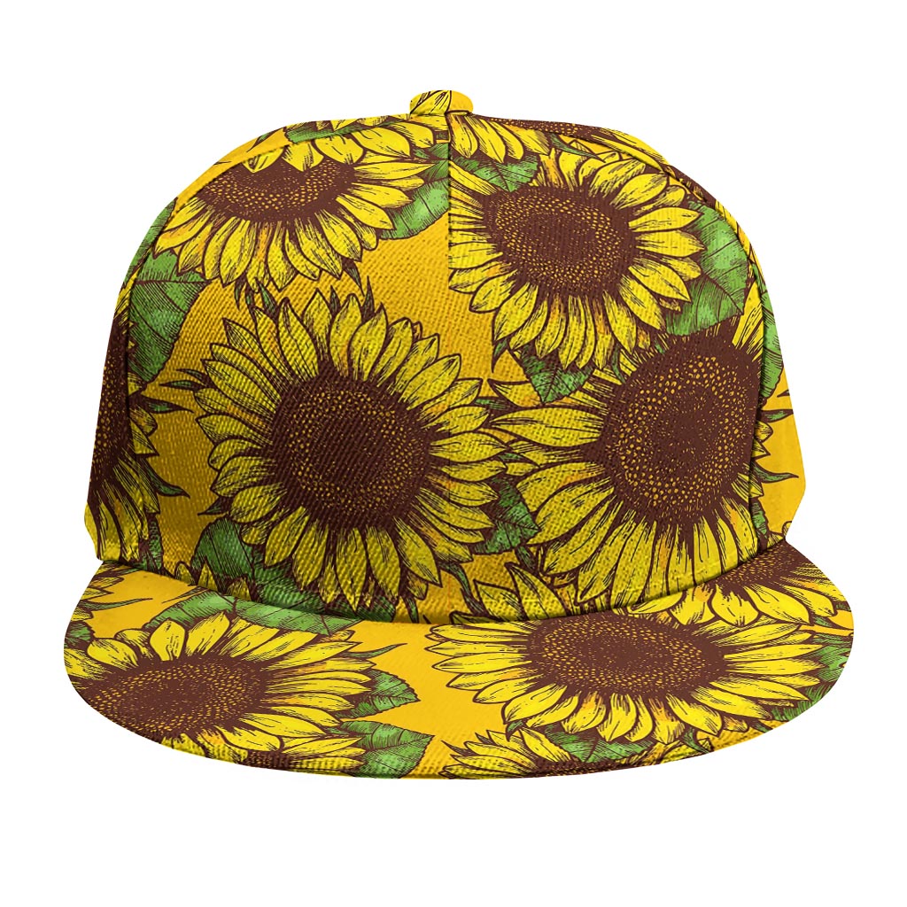 Classic Vintage Sunflower Pattern Print Snapback Cap