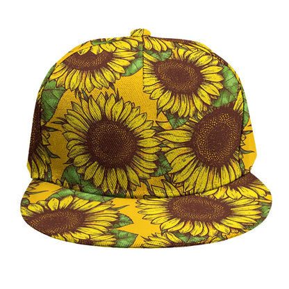 Classic Vintage Sunflower Pattern Print Snapback Cap