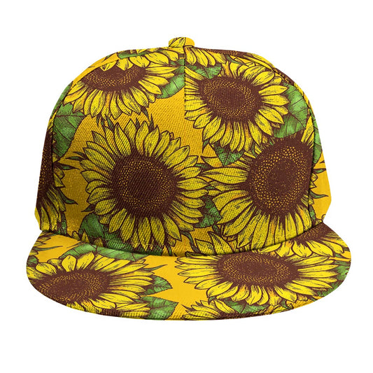 Classic Vintage Sunflower Pattern Print Snapback Cap