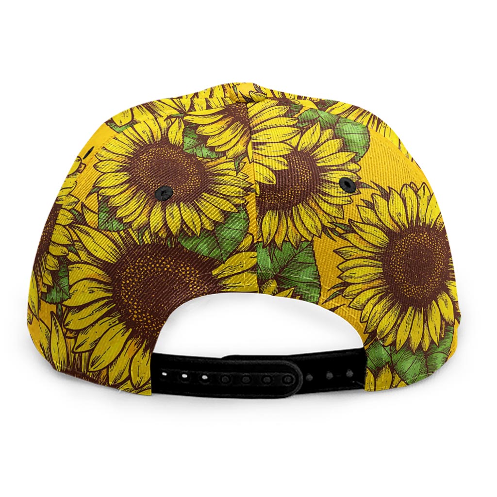 Classic Vintage Sunflower Pattern Print Snapback Cap