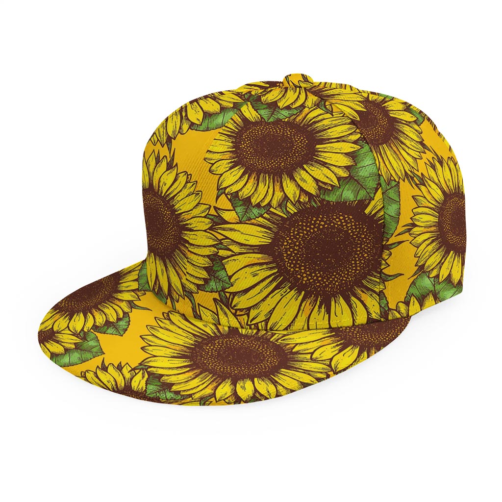 Classic Vintage Sunflower Pattern Print Snapback Cap