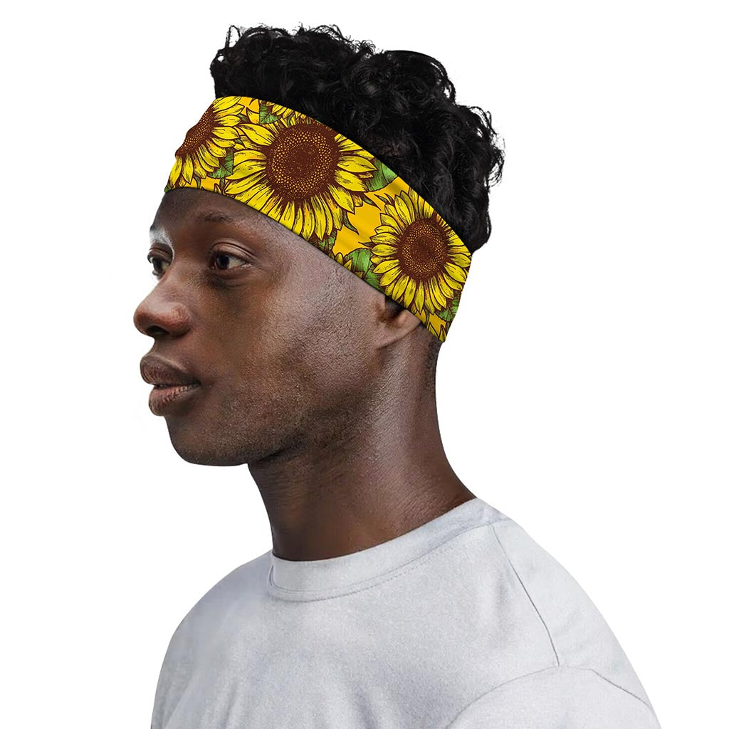 Classic Vintage Sunflower Pattern Print Sports Headband