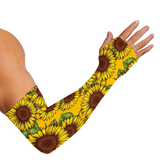 Classic Vintage Sunflower Pattern Print Sun Protection Arm Sleeves