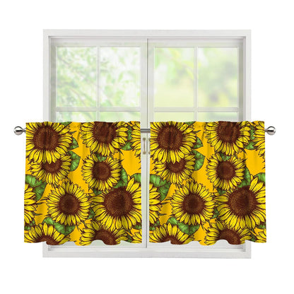 Classic Vintage Sunflower Pattern Print Tier Curtains