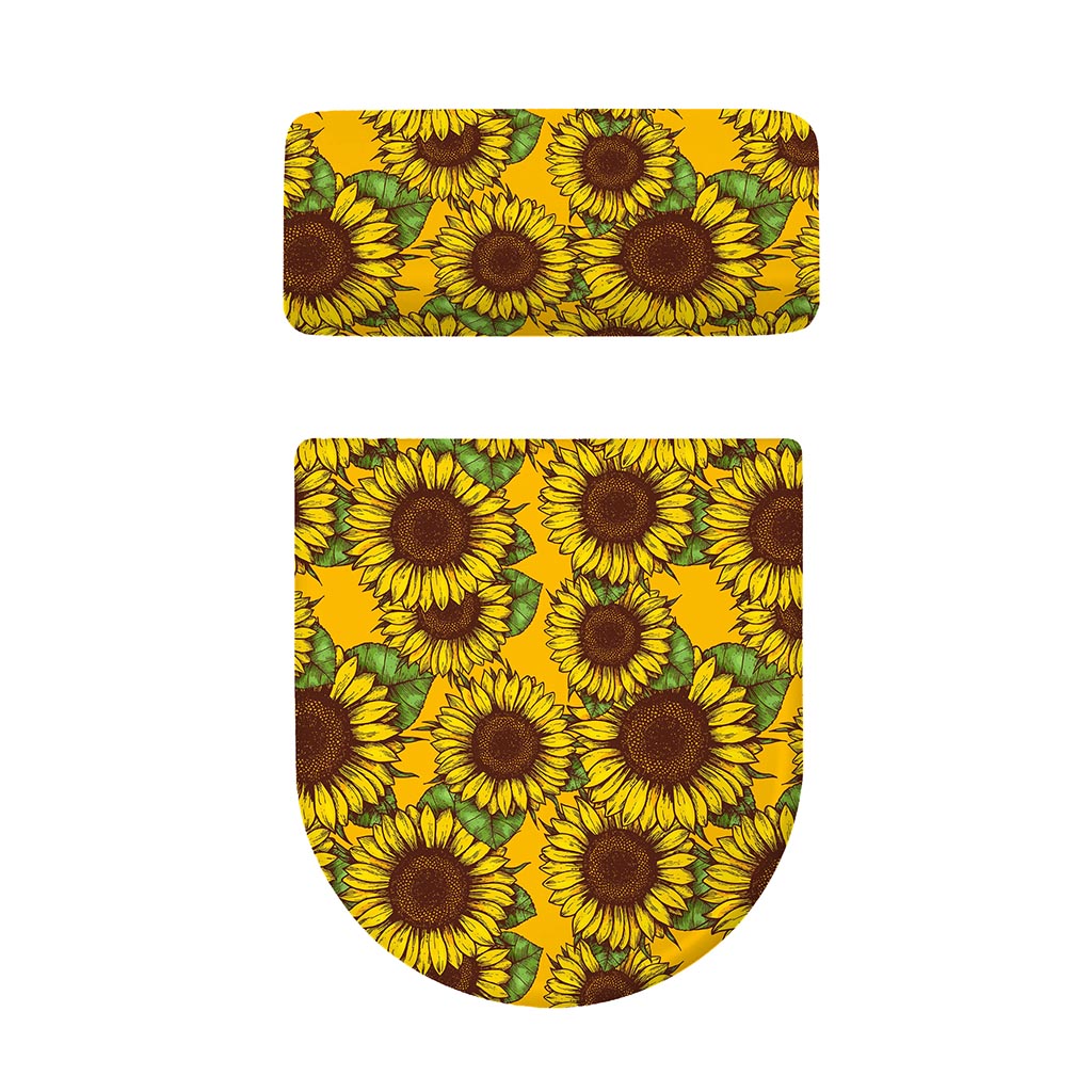 Classic Vintage Sunflower Pattern Print Toilet Lid And Tank Cover Set