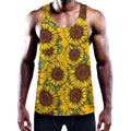 Classic Vintage Sunflower Pattern Print Men's Workout Tank Top