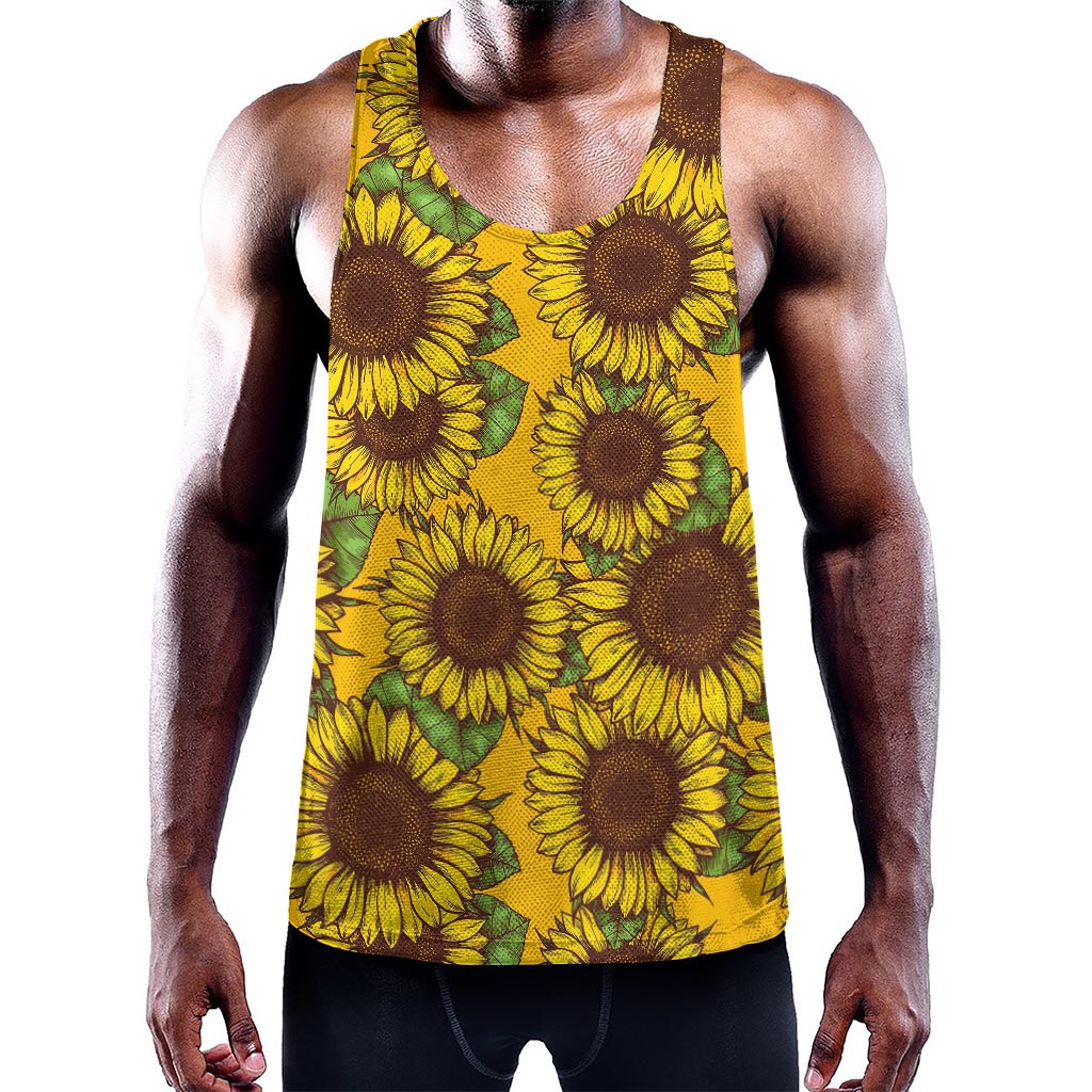 Classic Vintage Sunflower Pattern Print Training Tank Top