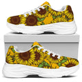 Classic Vintage Sunflower Pattern Print White Chunky Shoes