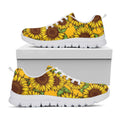 Classic Vintage Sunflower Pattern Print White Running Shoes