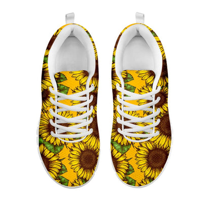 Classic Vintage Sunflower Pattern Print White Running Shoes