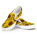 Classic Vintage Sunflower Pattern Print White Slip On Sneakers