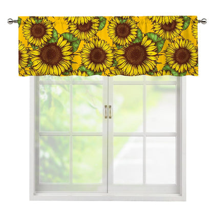 Classic Vintage Sunflower Pattern Print Window Valance