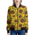 Classic Vintage Sunflower Pattern Print Women's Bomber Jacket