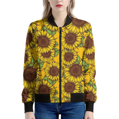 Classic Vintage Sunflower Pattern Print Women's Bomber Jacket