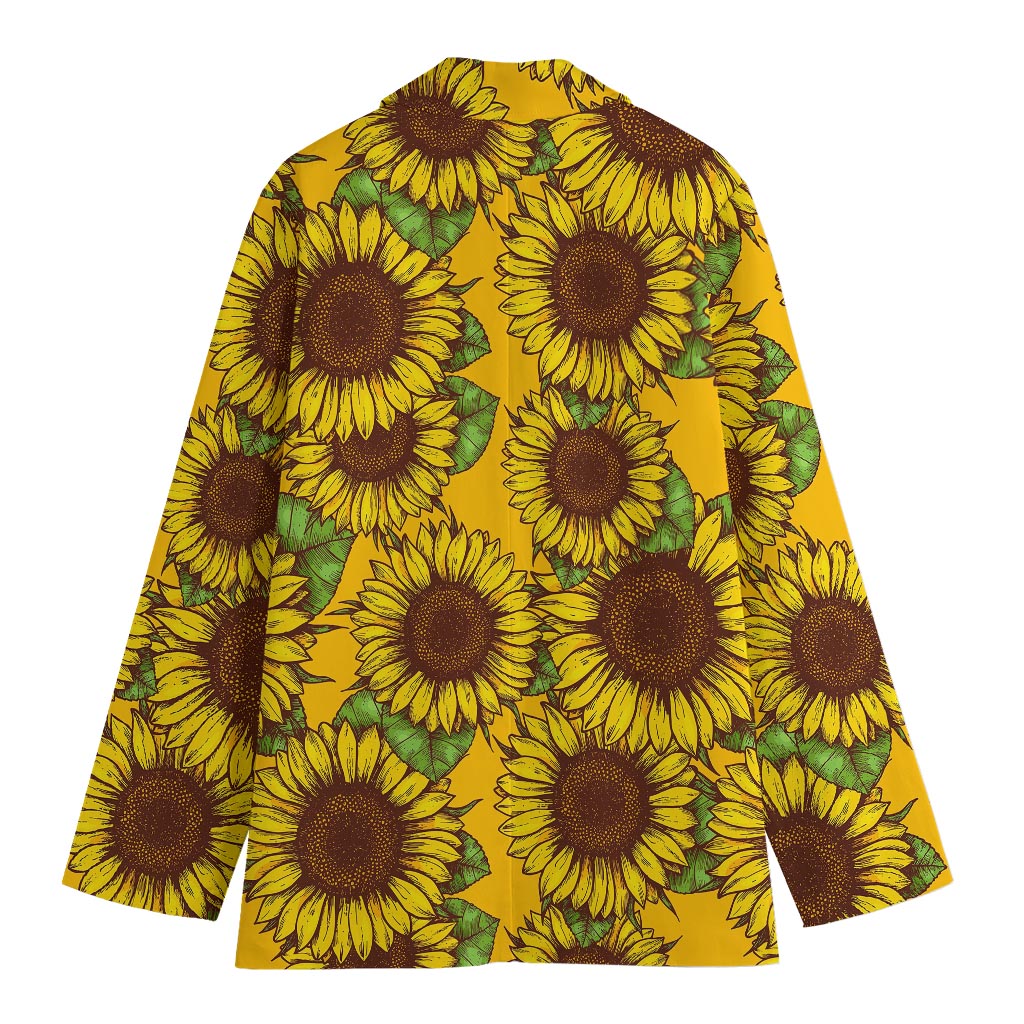 Classic Vintage Sunflower Pattern Print Women's Cotton Blazer