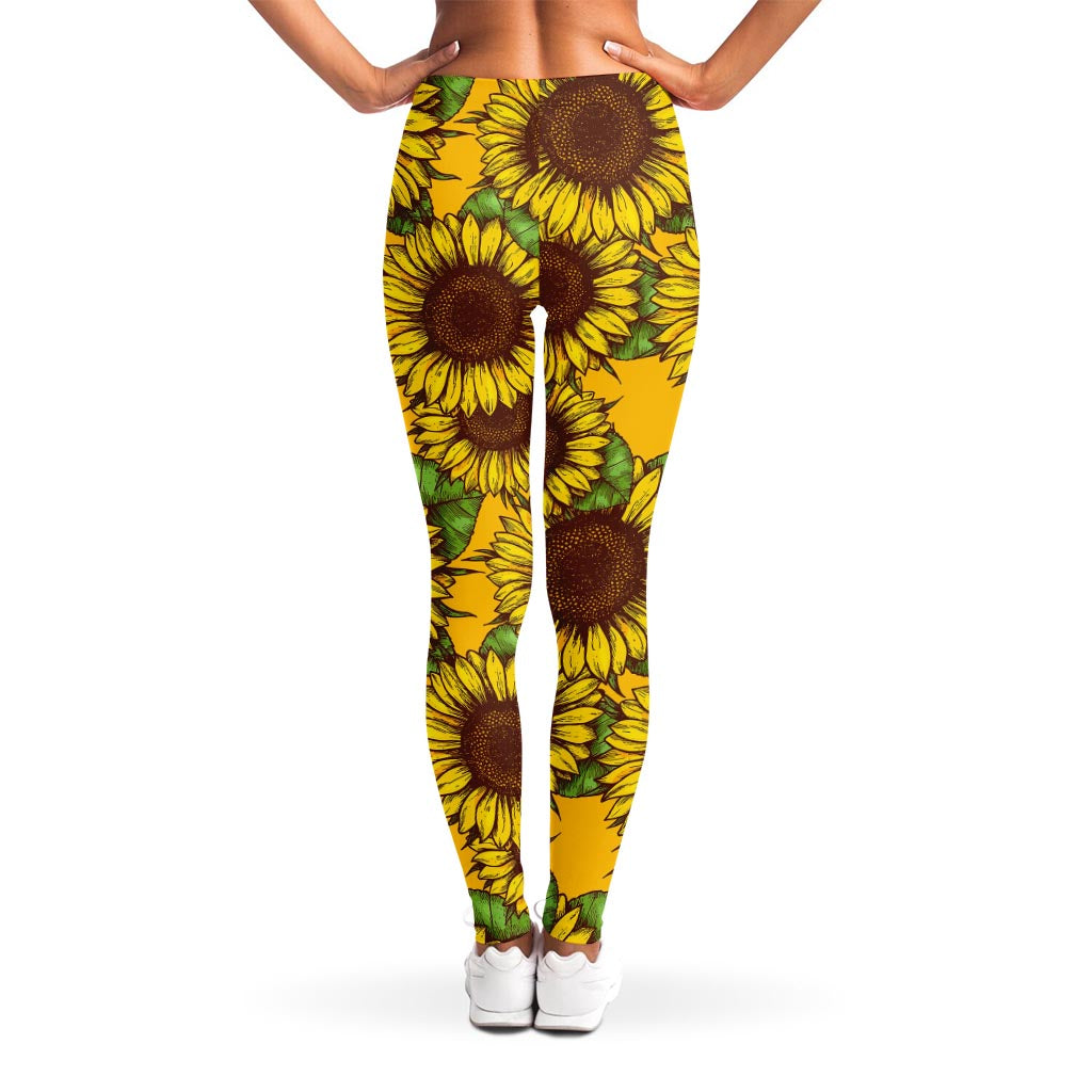 Classic Vintage Sunflower Pattern Print Women's Leggings