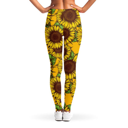 Classic Vintage Sunflower Pattern Print Women's Leggings