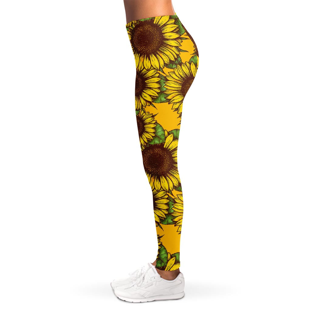Classic Vintage Sunflower Pattern Print Women's Leggings