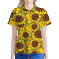 Classic Vintage Sunflower Pattern Print Women's Polo Shirt