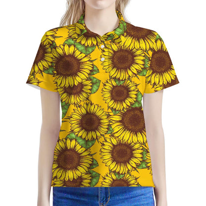 Classic Vintage Sunflower Pattern Print Women's Polo Shirt