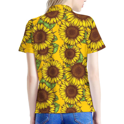 Classic Vintage Sunflower Pattern Print Women's Polo Shirt