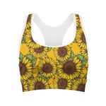Classic Vintage Sunflower Pattern Print Women's Sports Bra