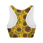 Classic Vintage Sunflower Pattern Print Women's Sports Bra
