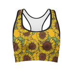 Classic Vintage Sunflower Pattern Print Women's Sports Bra