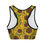 Classic Vintage Sunflower Pattern Print Women's Sports Bra