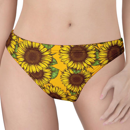 Classic Vintage Sunflower Pattern Print Women's Thong