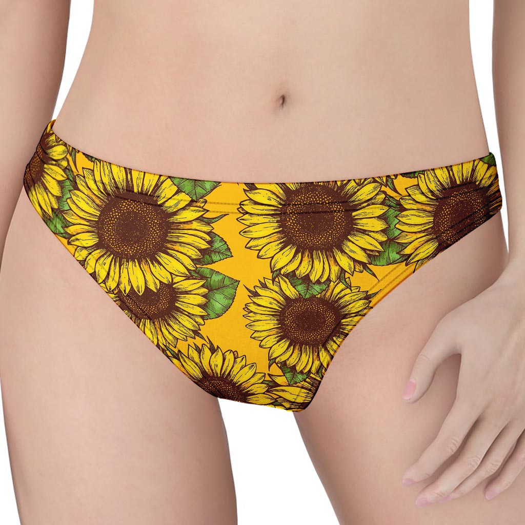 Classic Vintage Sunflower Pattern Print Women's Thong
