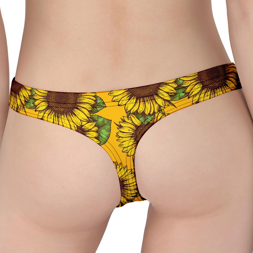 Classic Vintage Sunflower Pattern Print Women's Thong