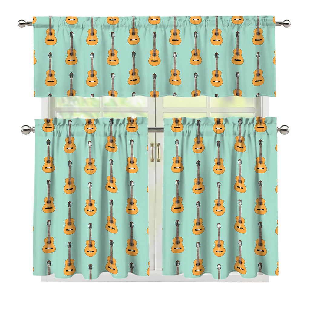 Classical Guitar Pattern Print 3 Piece Kitchen Curtains
