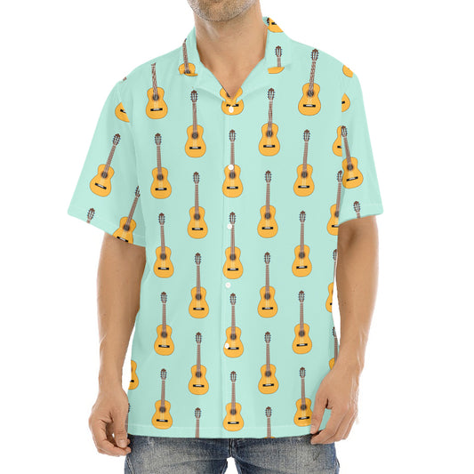 Classical Guitar Pattern Print Aloha Shirt