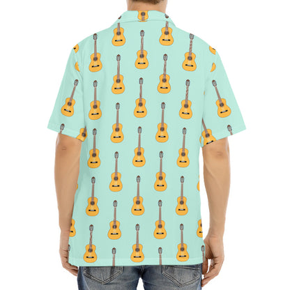 Classical Guitar Pattern Print Aloha Shirt