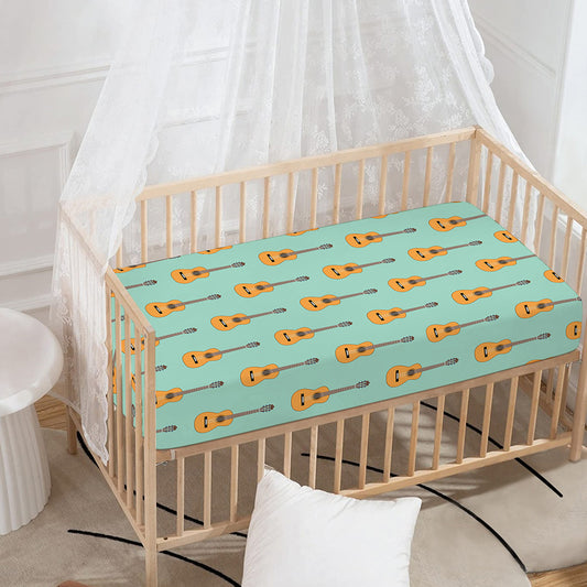 Classical Guitar Pattern Print Baby Crib Sheet