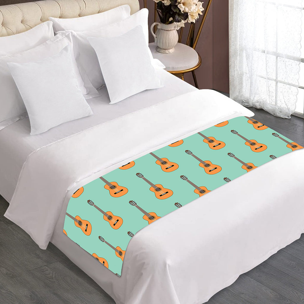Classical Guitar Pattern Print Bed Runner