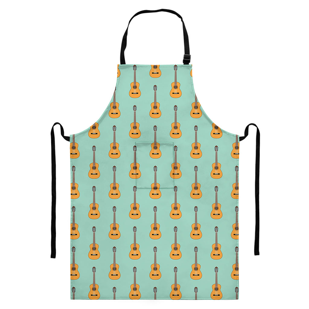Classical Guitar Pattern Print Bib Apron With Pocket