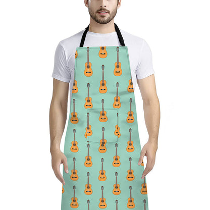Classical Guitar Pattern Print Bib Apron With Pocket