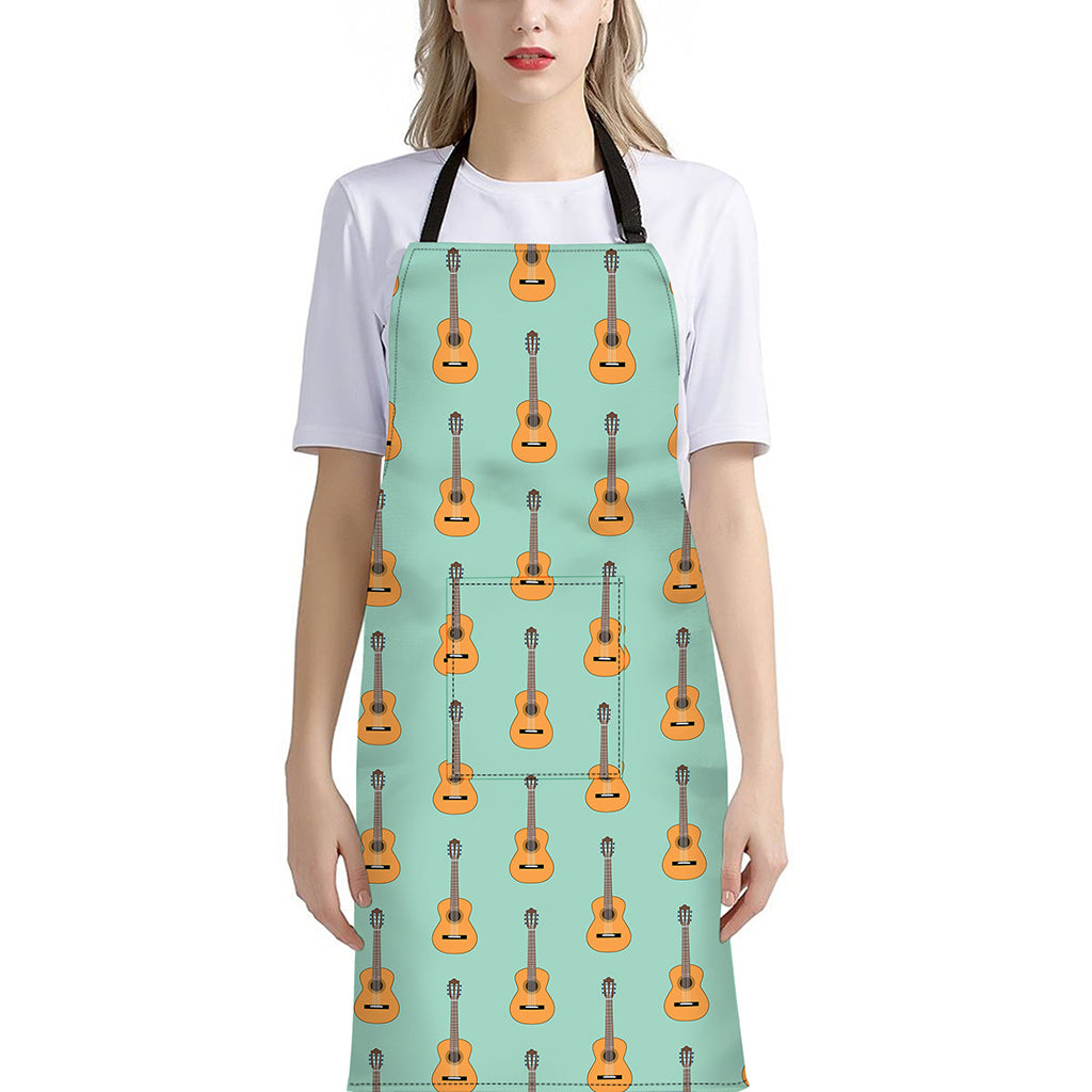 Classical Guitar Pattern Print Bib Apron With Pocket