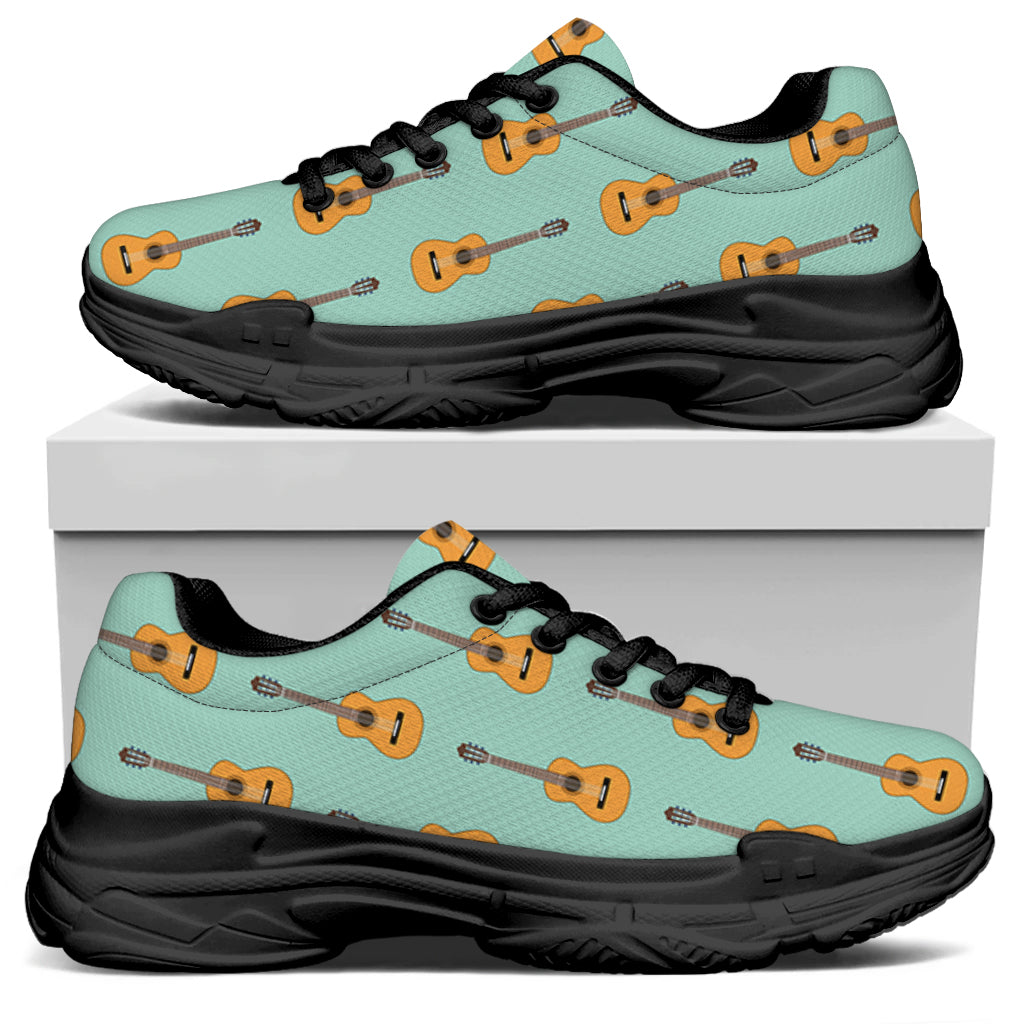 Classical Guitar Pattern Print Black Chunky Shoes