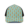 Classical Guitar Pattern Print Black Mesh Trucker Hat