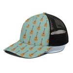 Classical Guitar Pattern Print Black Mesh Trucker Cap