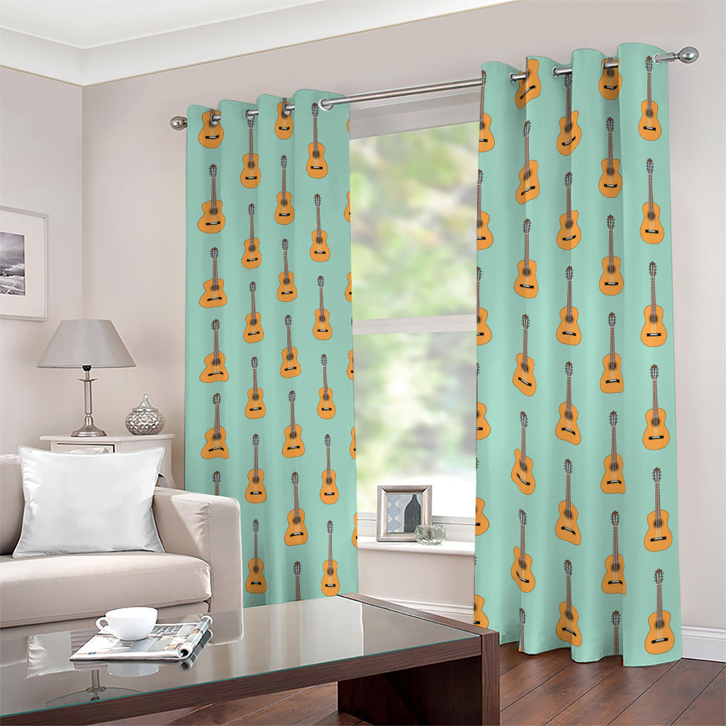 Classical Guitar Pattern Print Blackout Grommet Curtains