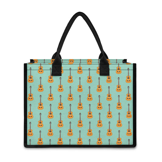 Classical Guitar Pattern Print Canvas Tote Bag