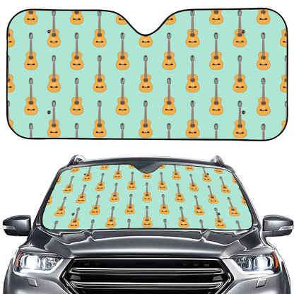 Classical Guitar Pattern Print Car Windshield Sun Shade