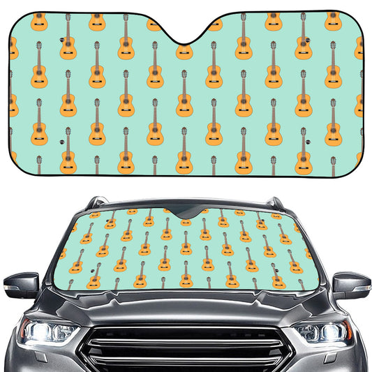 Classical Guitar Pattern Print Car Windshield Sun Shade