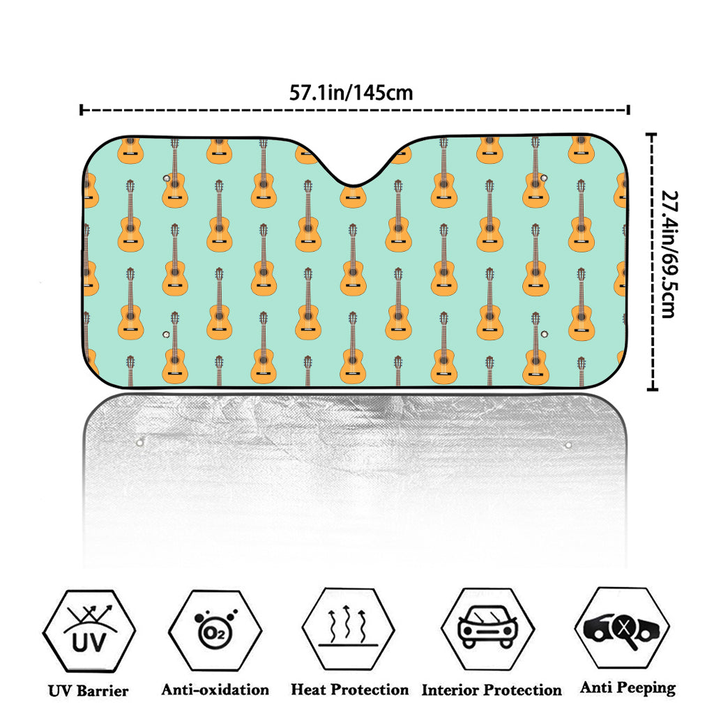 Classical Guitar Pattern Print Car Windshield Sun Shade