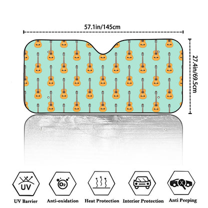 Classical Guitar Pattern Print Car Windshield Sun Shade